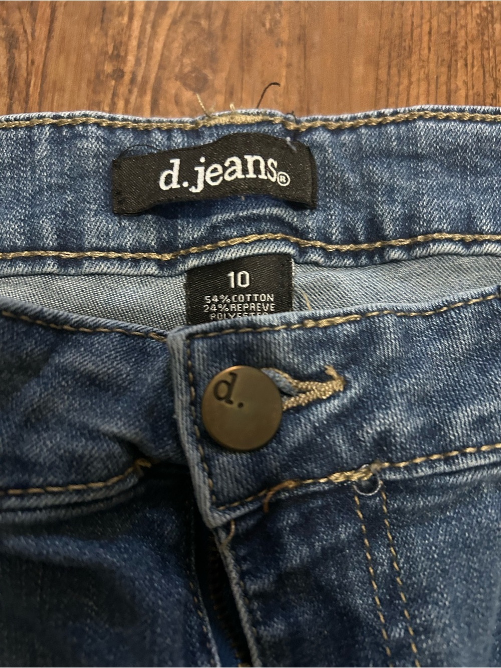 d. jeans Distressed Blue Denim Jean Shorts with Rolled Hem (8’ inseam) - Picture 3 of 3